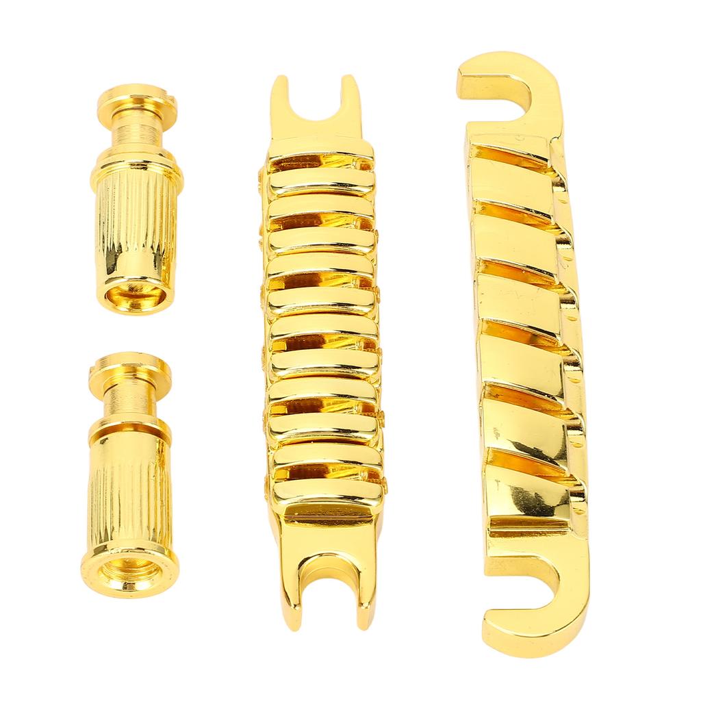 Split Guitar Bridge Zinc Alloy Individually Adjustable 10.4mm Guitar String Through Bridge Replacement for LP Gold