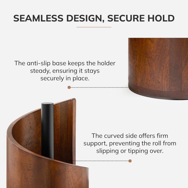 Spiral Wave Wooden Paper Towel Holder, Modern Kitchen Countertop Organizer for Bathroom and Kitchen, Tissue Dispenser Stand