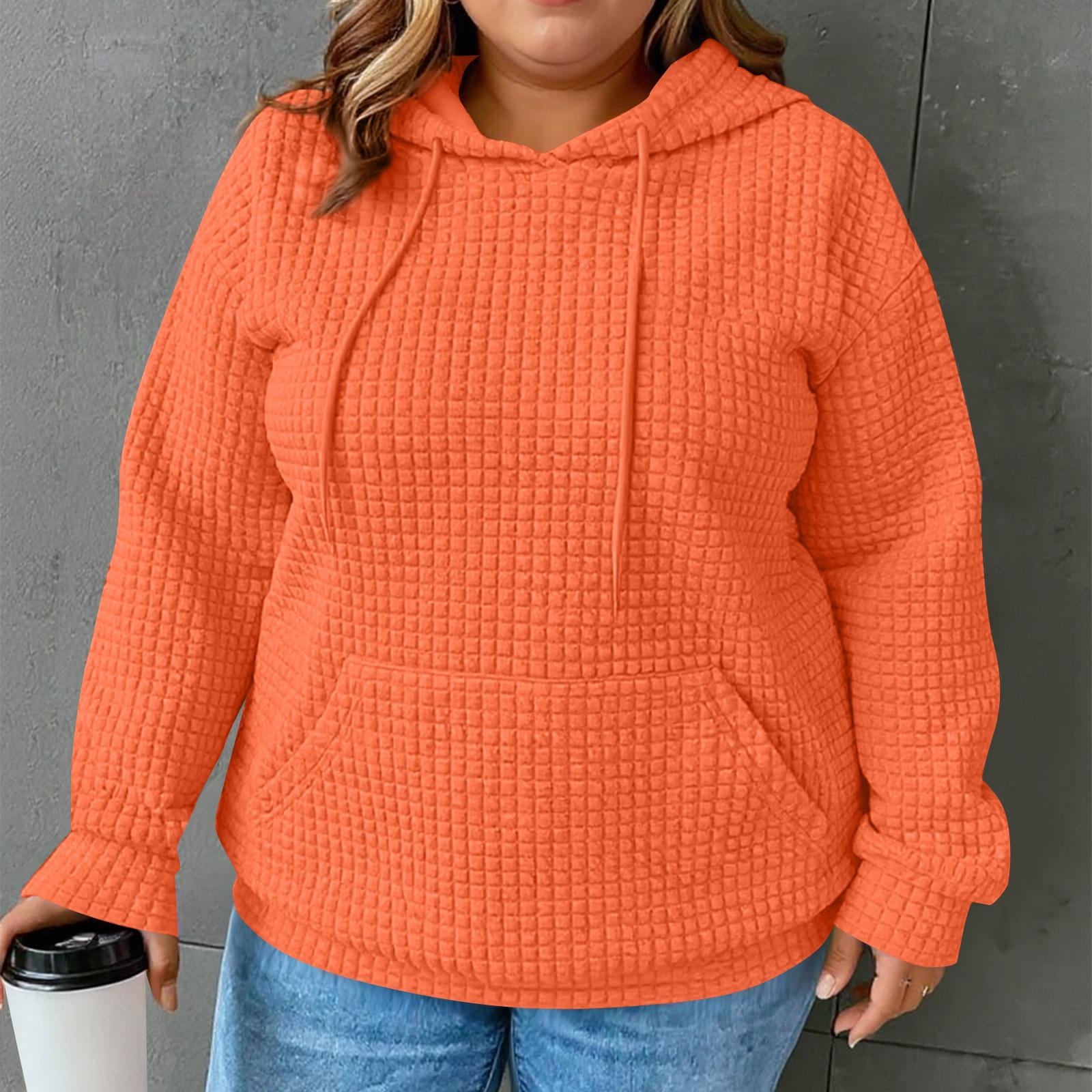 Женские толстовки с капюшоном с длинным рукавом повседневные со шнурком свитшоты пуловер карманы топы XXXXXL оранжевый 2619₽