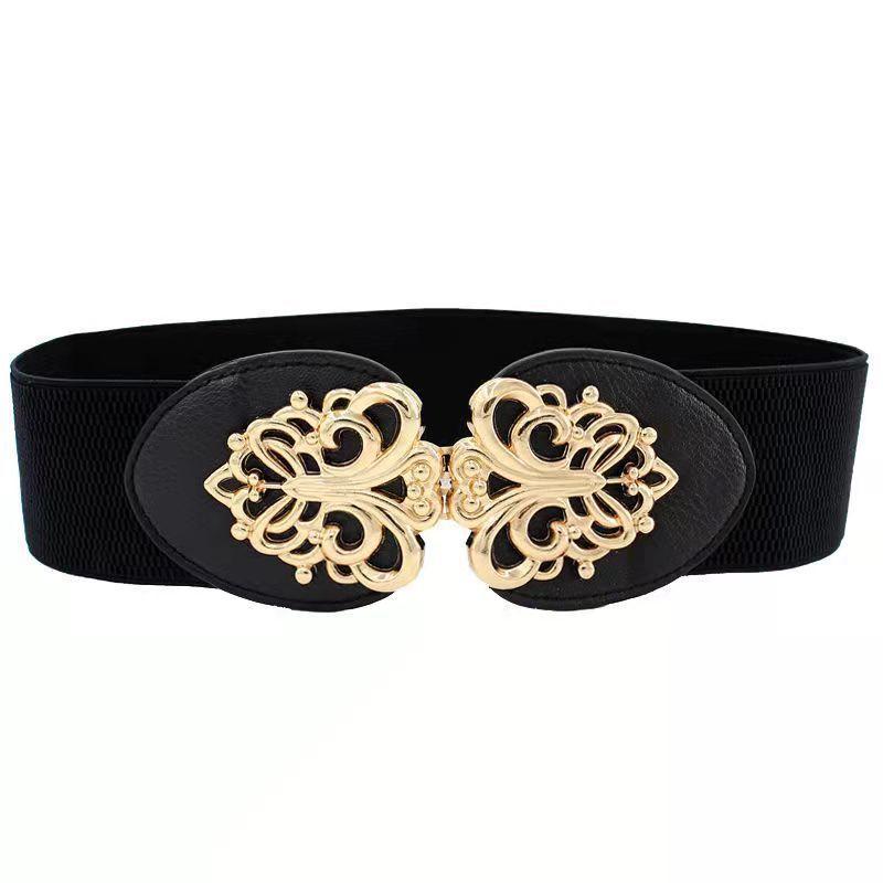 Unique Black Wide Waist Cincher For Women With Trendy Styles And Elegant Rhinestone Embellishments