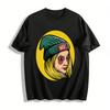 Street Trendy Cool Girl Print Top Vintage Casual Loose Crewneck T-shirt Pure Cotton T-shirt