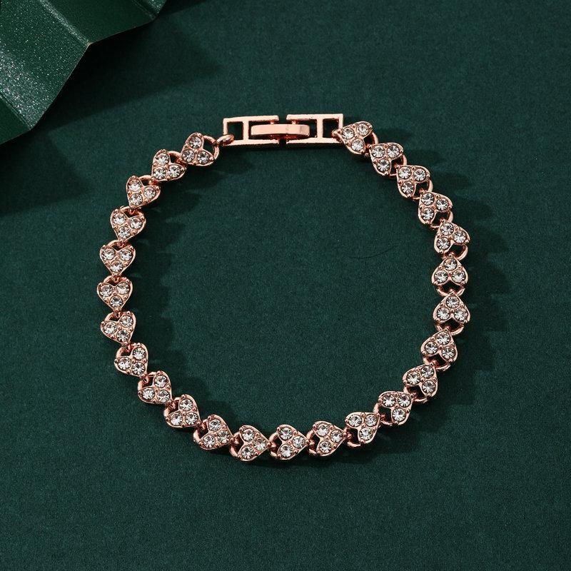 

Luxury Roman Crystal Geometric Chain Bracelets for Women Trendy Full Rhinestone Charm Bangles Jewelry рожевий колір золота