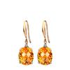 Wish Citrine Long Earrings Women'S 18K Gold Oval Earrings Colored Gemstone Champagne Gold Jewelry