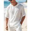 Mens Linen Hooded Short Sleeve T Shirt Loose Fit For Beach Vacation