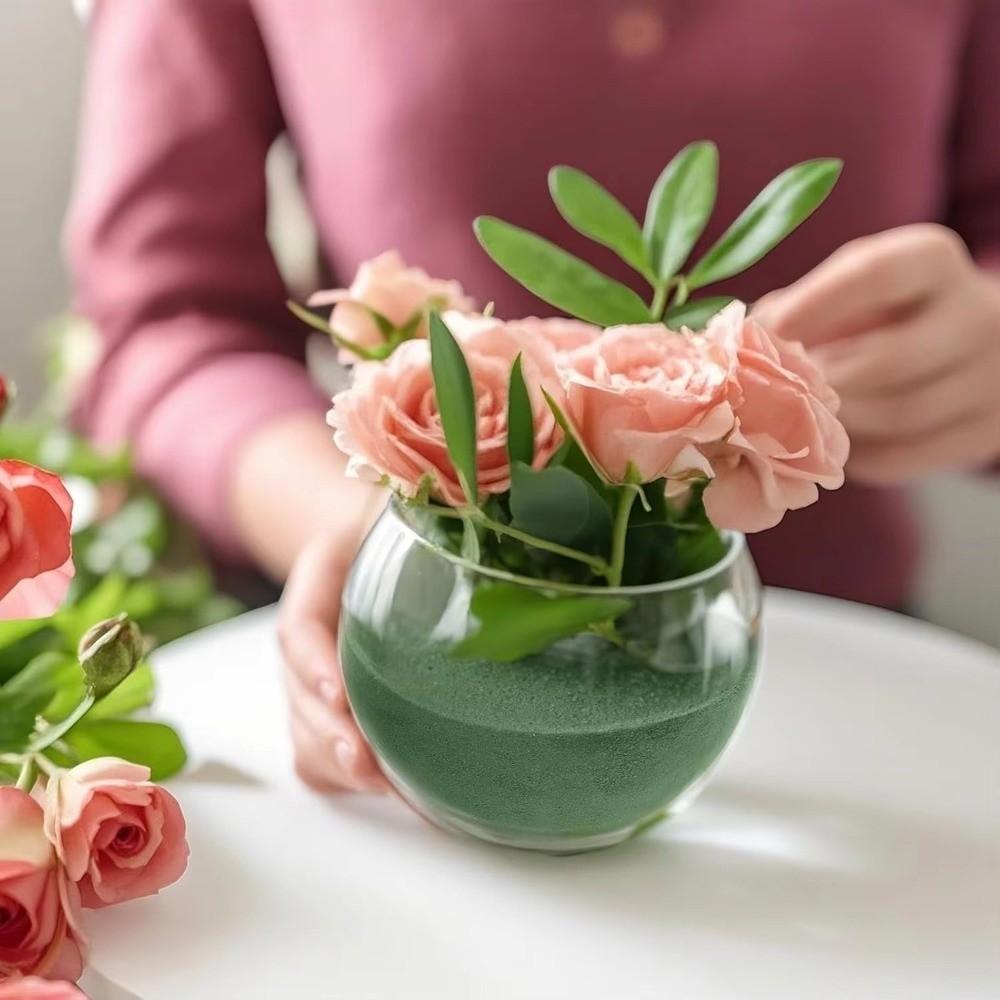 5PCS Green Floral Foam Blocks Round Shape Fresh-Keeping Floral Foam Brick Half Ball Shape DIY Flower Arrangement Kit