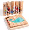 Stacking Kids Wooden Blocks With Cognitive Domino Game For Development Preschool
