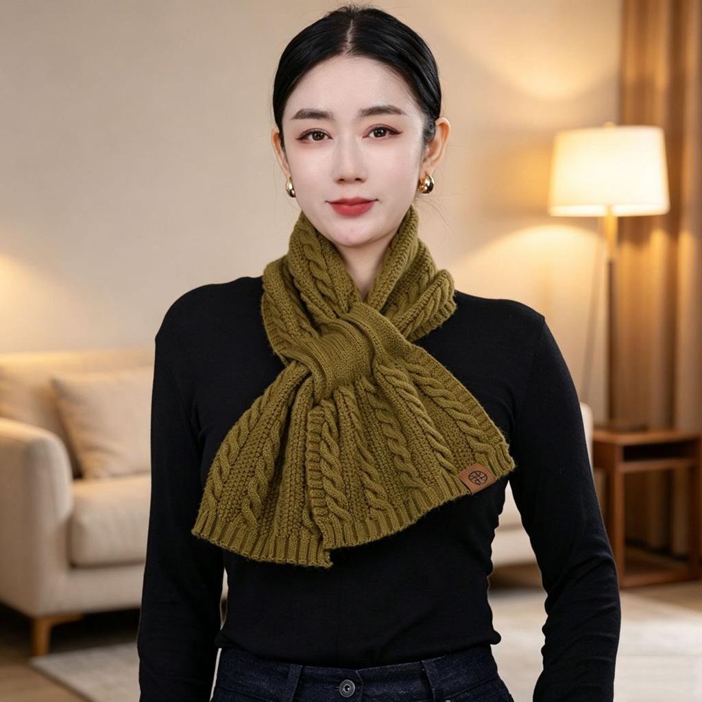 New fashionable versatile knitted twist unisex thickened warm scarf premium cross knitted scarf