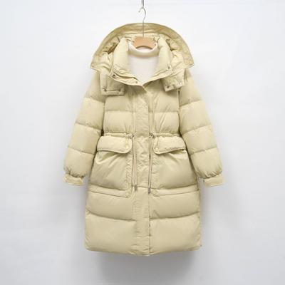 Winter Medium and Long Loose Fashion Coat Waist Warm Hooded Down Jacket Women