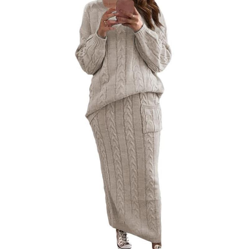 S67314 Cable Knit Sweater Dress Set