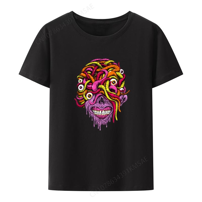 Worm King Anime Tshirt Koszulki Funny Gift Tops Unisex De Mujer Breathable Unisexs Cropped Shortsleev Novelty Creative Pair