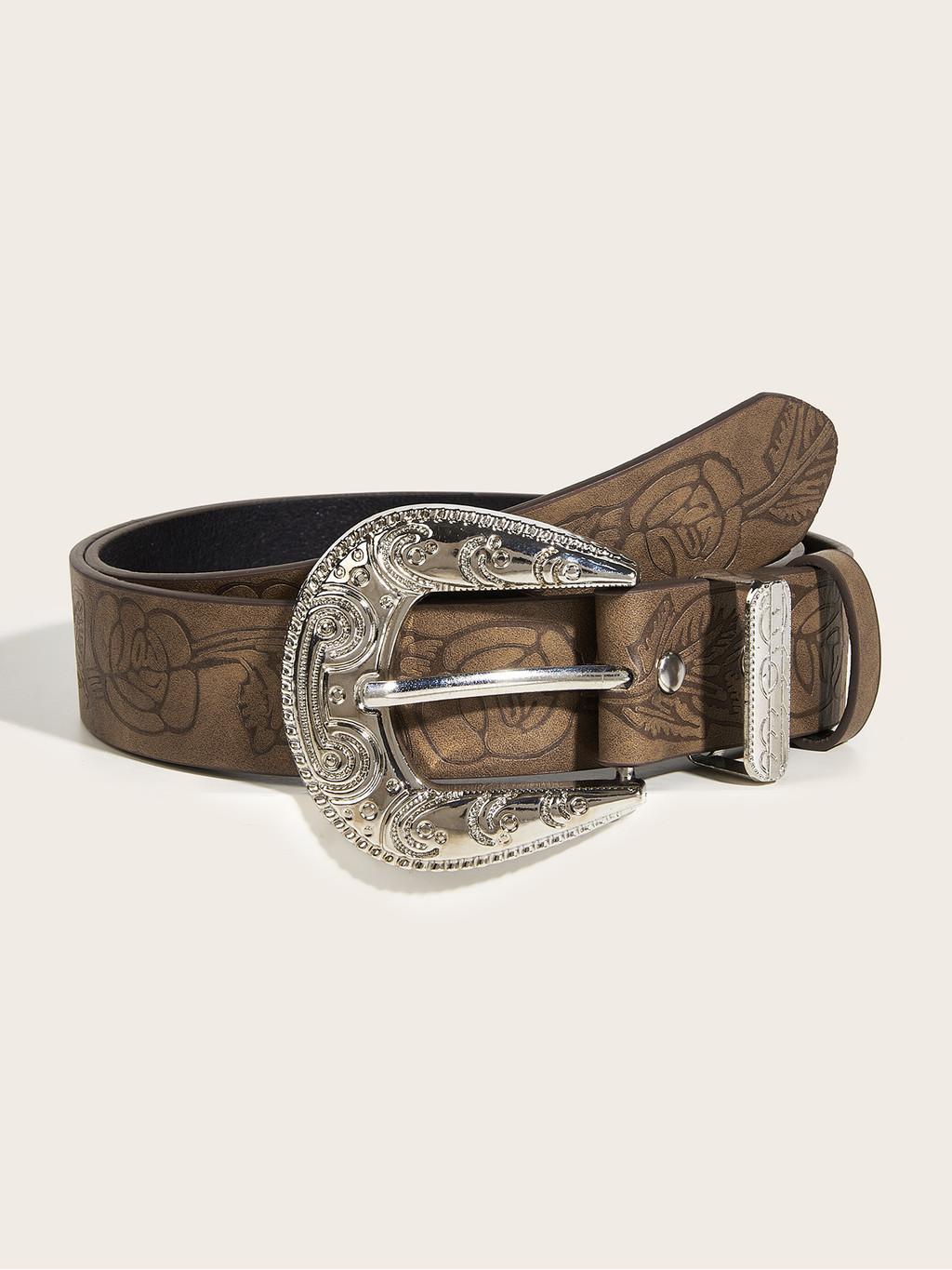 

Fashionable Men And Women s Waistband With Intricate Floral Design And Alloy Buckle