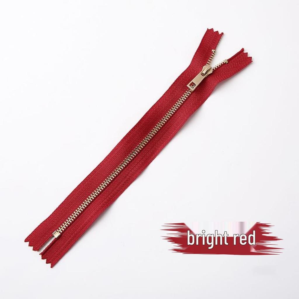 Metal Closed-End Light Gold Zipper for Handbags, Pencil Cases, Wallets, and Clothing