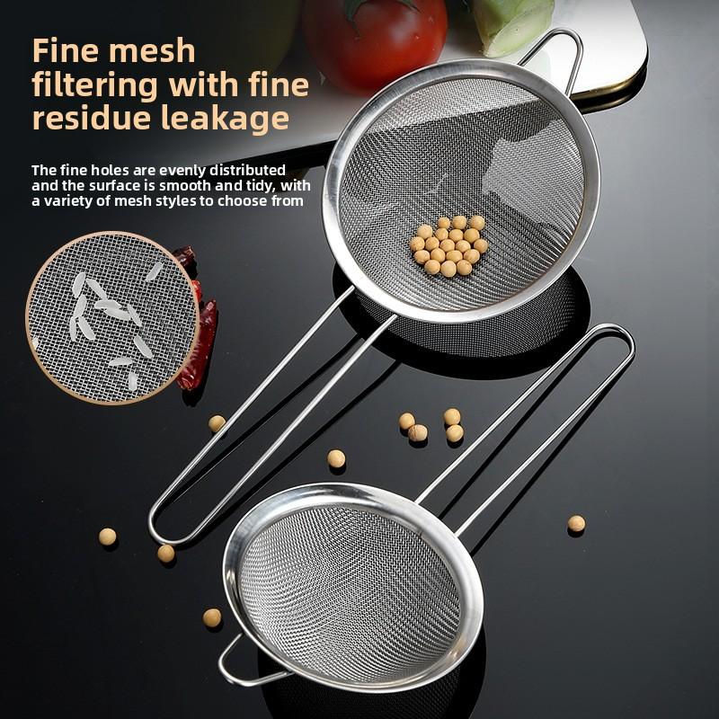 Mesh Filter Sieve Stainless Steel Slotted Spoon Kitchen Set of 3 Fine Strainers Long Handle for Cooking Sifting and Frying