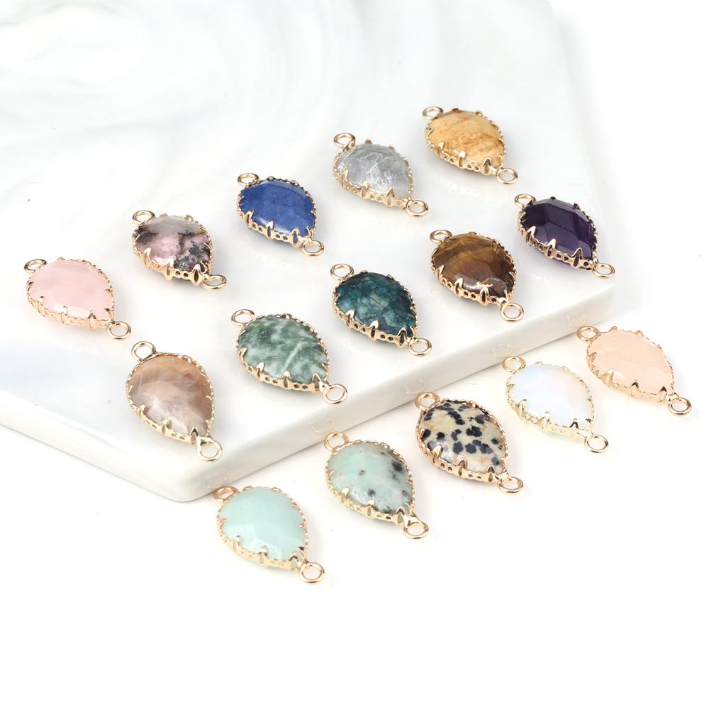 2Pcs Natural Stone Connector Drop-Shaped Faceted Connector Charms For Jewelry Making DIY Necklace Bracelet Accessory