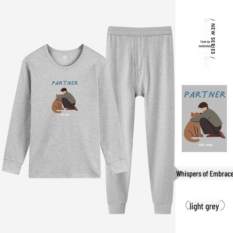 Men's Cotton Thermal Underwear Set for Autumn & Winter – Youth Round Neck Antibacterial