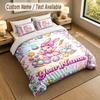 Easter Bunny Theme Personalized 3Pcs Bedding Set Custom Text & Name 1 Sheet 2 Pillowcases Household Bedding 1pc