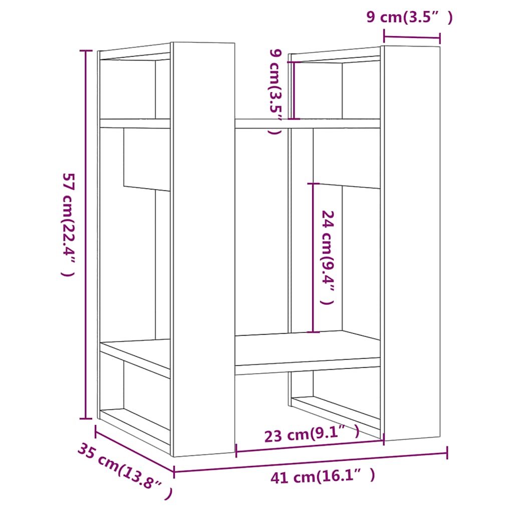 Bookshelf Room Divider Black 41 x 35 x 57 cm Solid Pine Wood