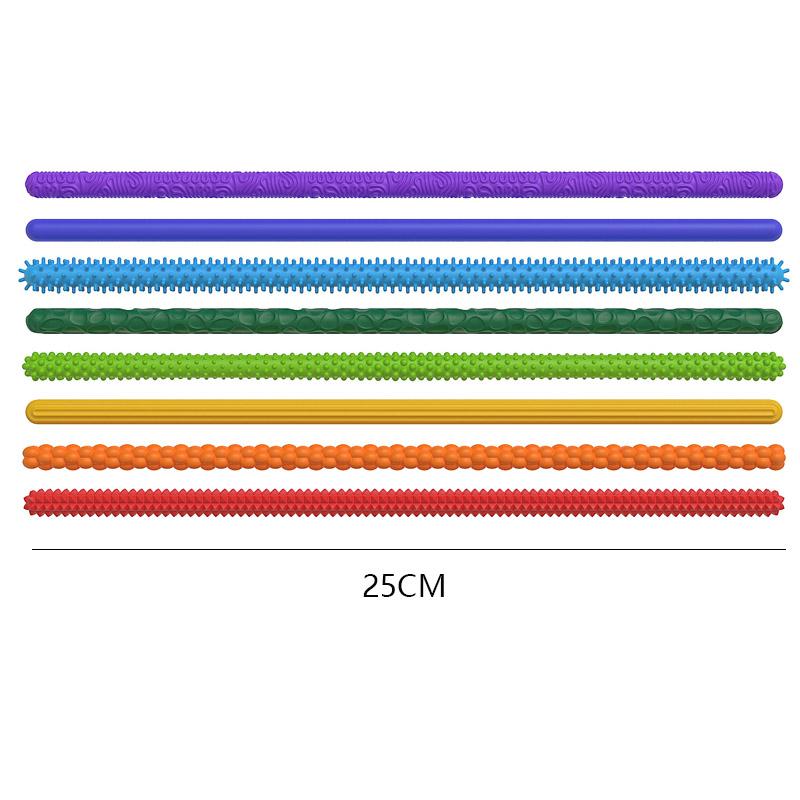 

Toys 8PCS Textured Flexible Sensory Fidget Sticks Stress Anxiety Relief ADHD Quiet Calming Down Gifts For Teens Boys Girls