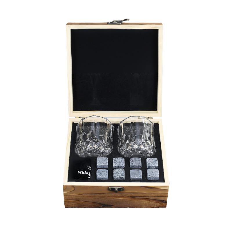 Bestselling Whiskey Chilling Stones Gift Set - Square Ice Cubes with Wooden Box for Wine