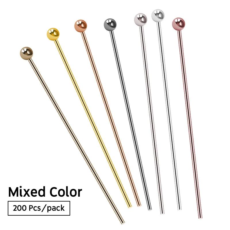 200pcs/lot 20 25mm Copper Ball Head Pins Handmade For DIY Jewelry Making Findings Supplies Accessories 7 Colors