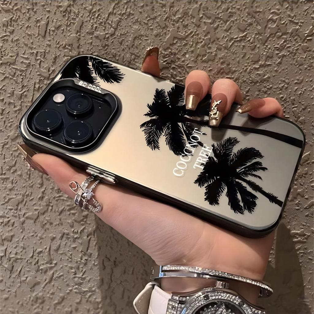 Summer Coconut Tree Silver Phone Case for iPhone 12 Pro Max/13/14/15/16/17
