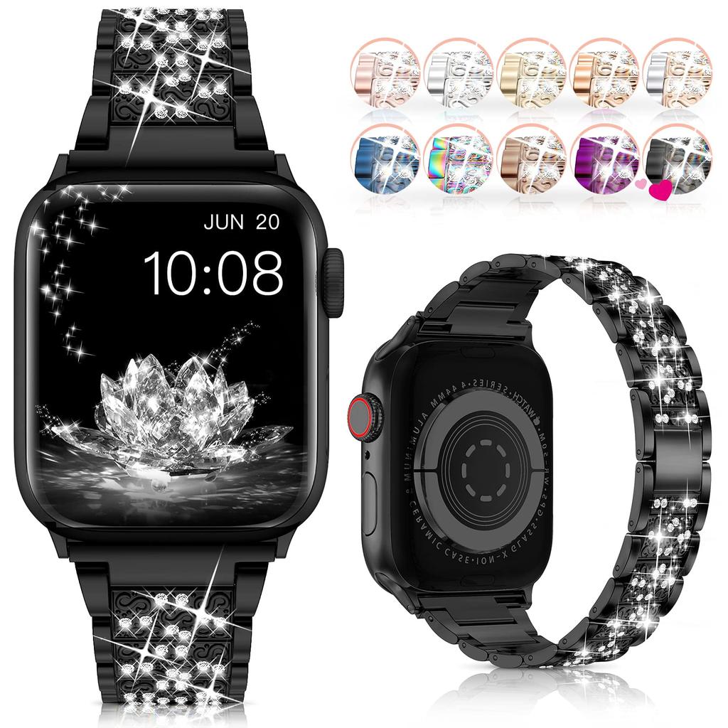 Glamour Diamond Apple Watch Band: Universal Fit for Women - Luxurious Metal Bracelet Replacement