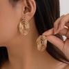 European & American Cross-border Irregular Geometric Metal Water Drop Earrings with Exaggerated Pleated Texture