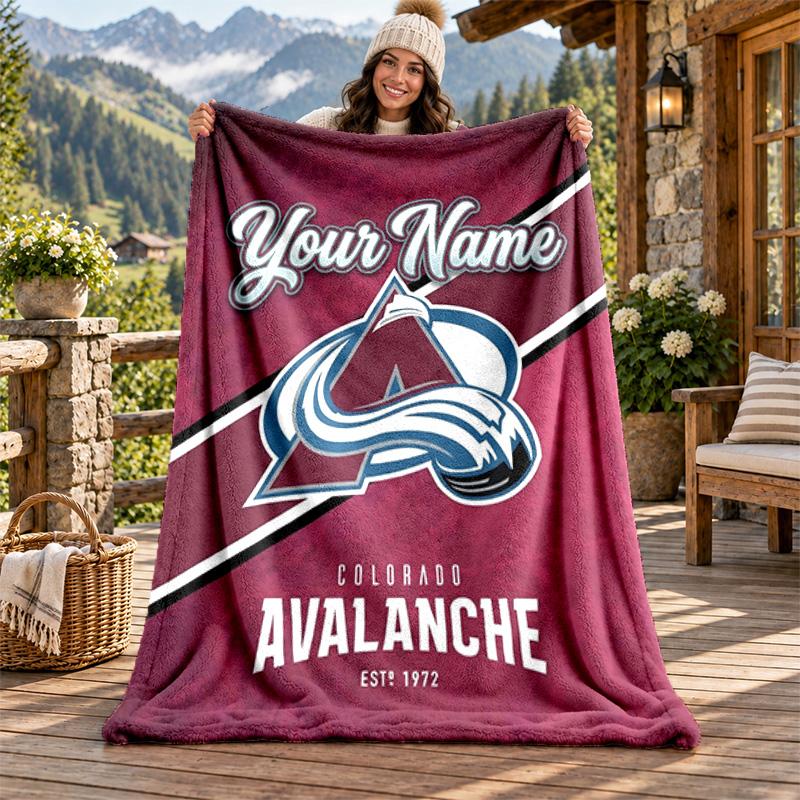 Colorado Avalanche Benutzerdefinierter Name Flanelldecke Personalisierte Weiche Warme Plüschdecke Personalisierte Geschenkidee für Familie Freunde
