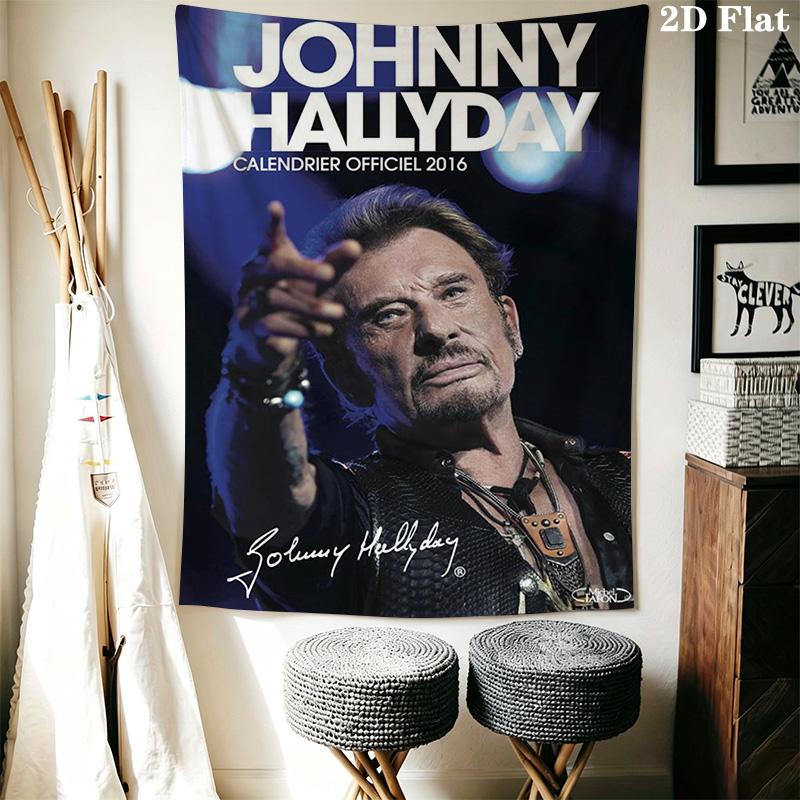 Johnny Hallyday Rock Legend Remembered Tapestry Background Cloth Fashion Print Christmas Gift Work Of Art Background Wall Hanging Cloth