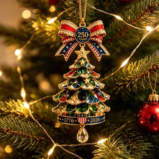 Anniversary Commemorative Gifts 250th Christmas Tree Ornament, 2D Acrylic Decor, Gift for Family Friends 1776-2026 Patriotic Hanging Decoration,