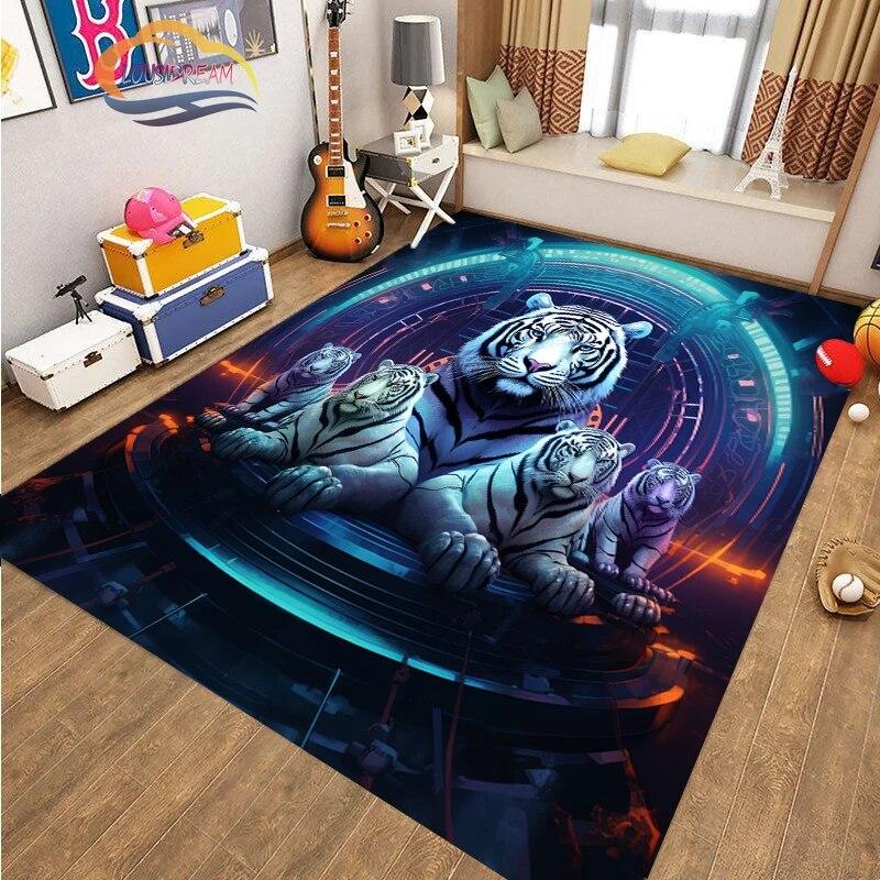 Covor de podea cu animale cool tigru art fashion covor Decorație casei cadouri covor Anti-alunecare pentru sufragerie și pat copil