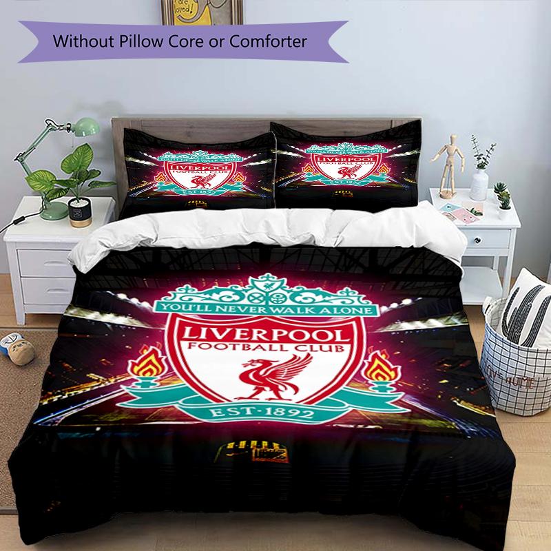 Set copripiumino 3 pezzi (1*Copripiumino + 2*Federe, Senza Nucleo),Set Biancheria da Letto con Stampa Liverpool F.C, Decorazione Camera da Letto, Per Tutte le Stagioni, Regalo di Compleanno