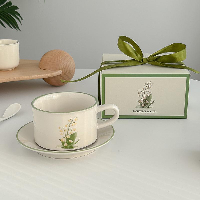 ins wind chime orchid coffee cup and saucer set afternoon tea cup ceramic cup gift box cup holiday gift box