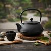 Cast Iron Kettle Black 1.5L Tea And Herb Infuser Enamel