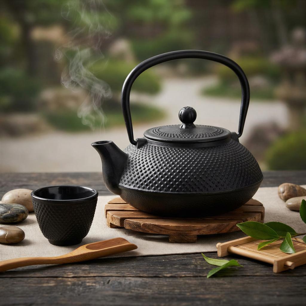 Cast Iron Kettle Black 1.5L Tea And Herb Infuser Enamel