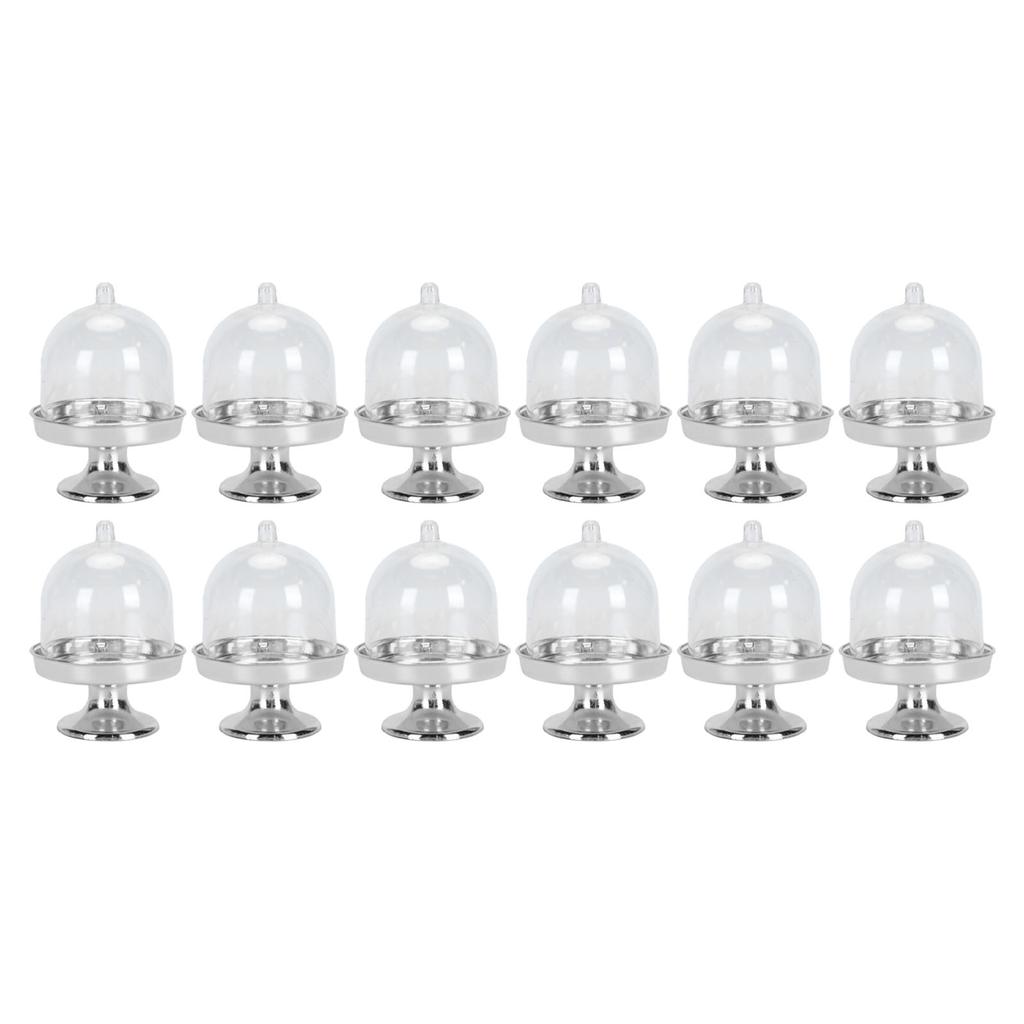 12 szt. Mini talerzyk na ciasto z pokrywką Plastikowy mini stojak na ciasto z kopułą Przezroczysty mały stojak ekspozycyjny na ciasto Przezroczysty na cukierki