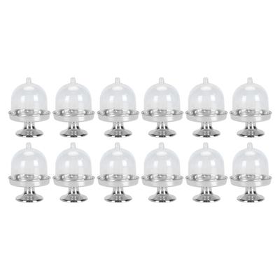12 piezas Mini Plato para Pastel con Tapa Plástico Mini Soporte para Pastel con Cubierta de Domo Transparente Pequeño Soporte de Exhibición para Pastel Dulce Transparente