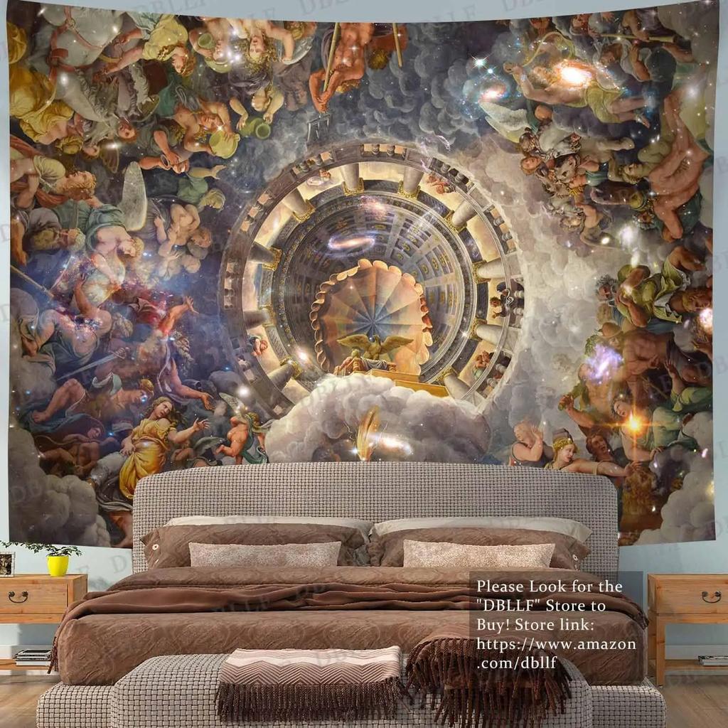 Królewska Tapiseria Malarska Sufitowa Fantazja XVIII Wiek Klasyczny Barokowy Obraz Ścienny, 60"x 40" Sztuka Flanelowa