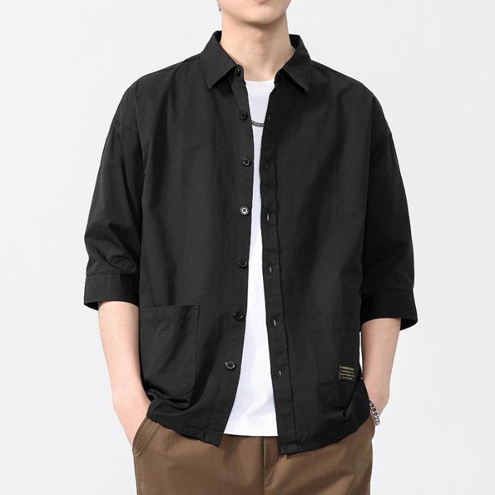 

Весна Новая рубашка для мужской 7/4 рукав Модный тренд Повседневная хлопковая рубашка 4XL