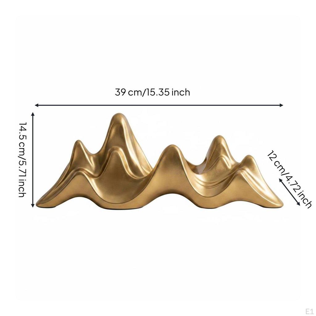 Abstract Mountain Peak Ornament Sleek Design Golden Range Sculpture HandPolished Chinese