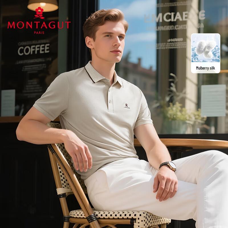 MONTAGUT Pánské lehké business polo tričko ze směsi hedvábí