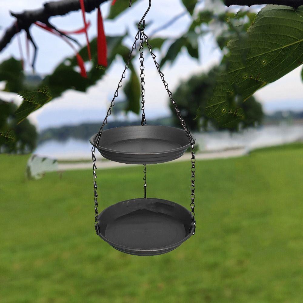 Hanging Double Layer Bird Feeder Large Capacity Bird Water Bowl Bird Feeding Dish  Outdoor
