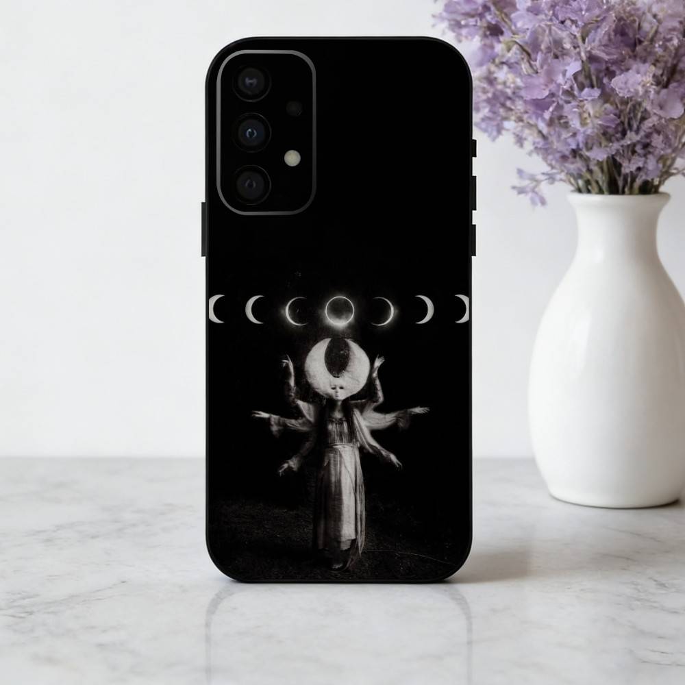 O-Occult W-Witchcraft M-Moon G-Gothic Witch Phone Case For Samsung Galaxy A73,A72,A71,A70,A53,A52,A51,Soft Silicone Black Cover
