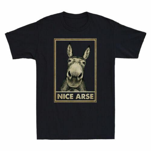Donkey Nice Arse Funny Donkey Animal Lover Gift Vintage Men T-shirt Black Tee L