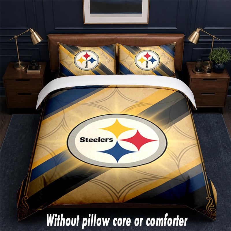 Pittsburgh Steelers Design Bed Bedding Set 1 Duvet Cover + 2 Pillowcases Soft Breathable Household Bed Linens