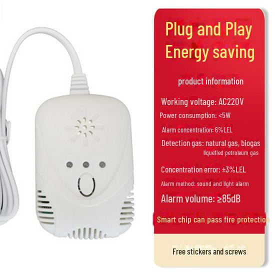 Detector de scurgeri de gaz natural de 220V, montat pe perete, pentru bucătării