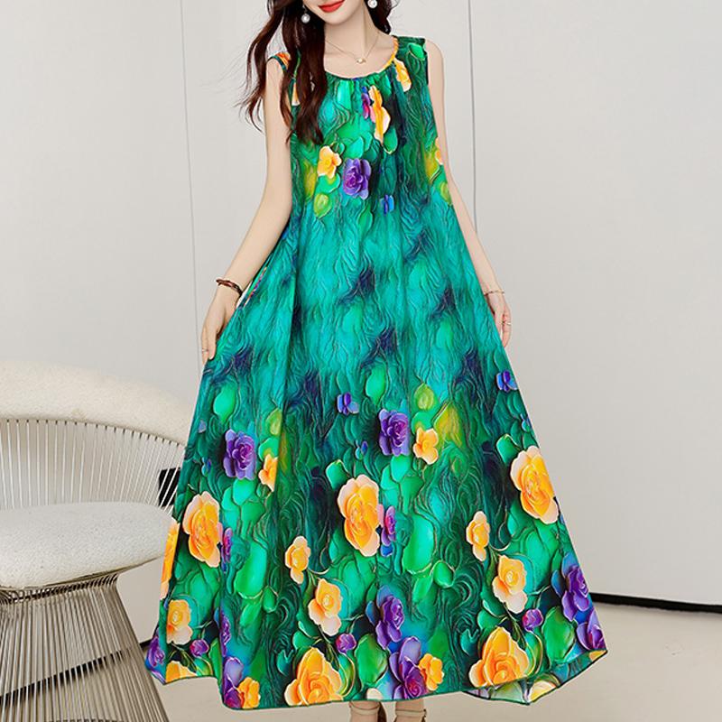 Elegant Summer Women's Summer Dress Casual Sleeveless Long Dresses Plus Size Woman Clothing