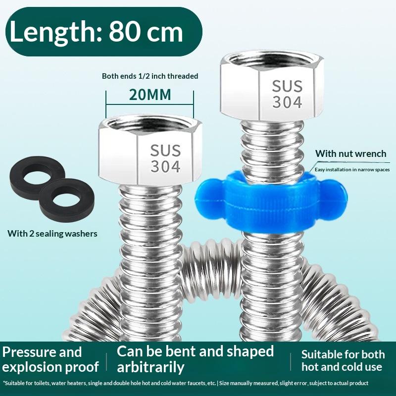 Stainless Steel Corrugated Pipe Domestic Water Heater Metal Hose Inlet Pipe Hot And Cold Household