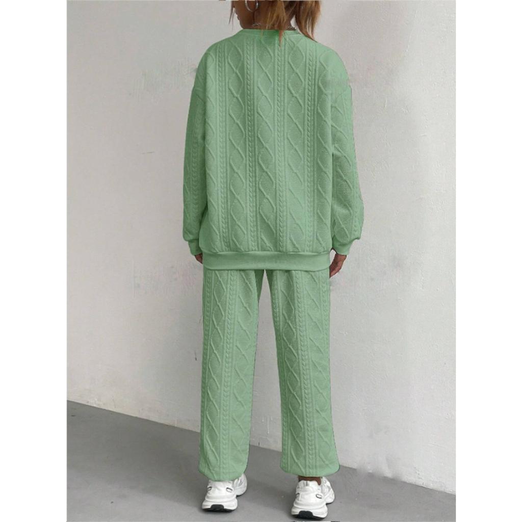 Women's clothing, thread, jacquard, long pants, casual, two-piece set, suit, women's