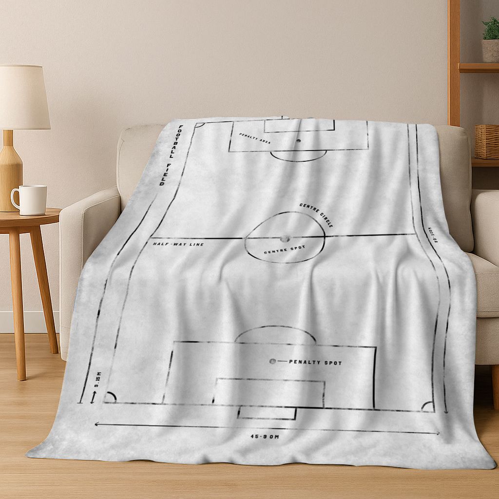 Green Black Football Field Stadium Art Flannel Blanket,Cozy Soft Throw Blanket for Home Bedroom Bed Sofa Picnic Cover Kids Gift